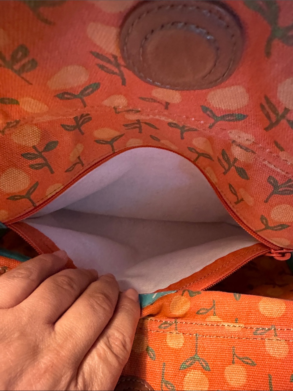 Fossil Printed Birdcage Bag in Tan and Orange - Picture 11 of 14